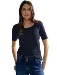 Produktbild: Cecil Damen Style Lena Basic T-Shirt Baumwolle, Universal Blue, XXL EU