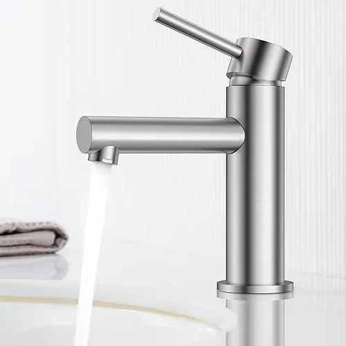 Produktbild: CECIPA Wasserhahn Bad, Waschtischarmatur mit Auslauf Höhe 90mm, Waschbecken Armaturen Wassersparend aus Edelstahl, Armatur Waschbecken Heiß und Kalt Einstellbar
