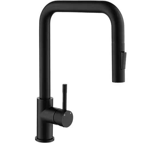 Produktbild: CECIPA Wasserhahn Küche Schwarz, Küchenarmatur mit Brause Ausziehbar, Armatur Küche Schwarz, Küchenarmaturen 360° Schwenkbar Mischbatterie Küche Zwei Sprühfunktionen, Spültischarmatur Küche Schwarz