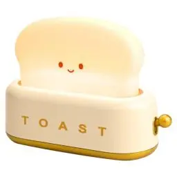 Produktbild: CECOMBINE Nachtlicht Toaster Lampe, Nachttischlampe für Kinder, LED Nachtlicht mit USB Wiederaufladbar und Timer, Tragbare Schlafzimmer Nachttischlampe für Kind Teenager Erzimmer Deko (Gelb)