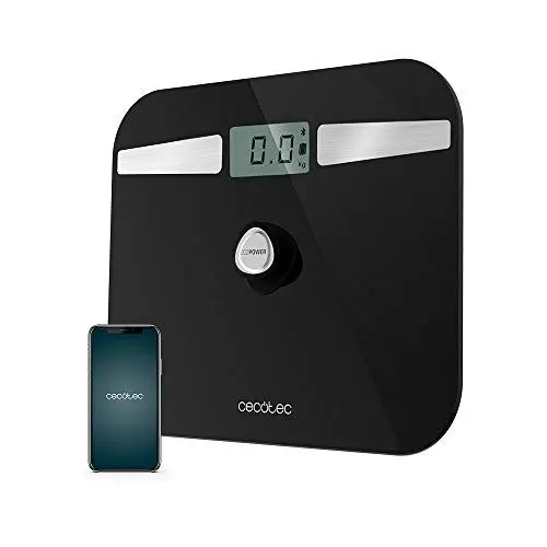Produktbild: Cecotec Báscula de baño Surface Precision EcoPower 10200 Smart Healthy Black. Con pulsador, Superficie de vidrio templado de alta seguridad, Sensores de precisión, APP