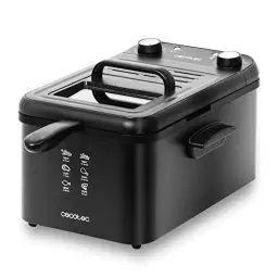 Produktbild: Cecotec CleanFry Infinity 3000 Black Fritteuse. 3 L Fassungsvermögen, Temperatur bis zu 190 ºC, 30 Min. Timer, Spülmaschinengeeigneter glasierter Innentopf, OilCleaner Filter, 2400 W.