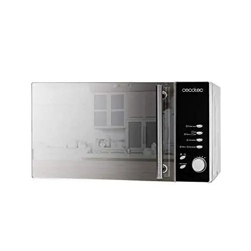 Produktbild: Cecotec Convection 4 In 1 Mikrowelle 900 W Grill 950 W Konvektion 1850 W Mit Heißluft Magnetron 3D Wave Großer Garraum 2Frontspiegeltür 8 Programme Innenbeleuchtung In Silber Schwarz (25 L)