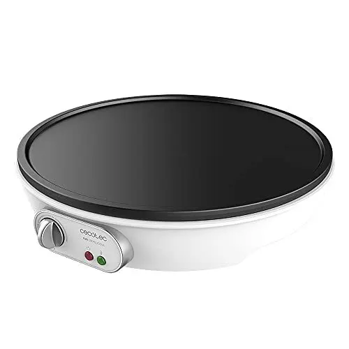 Produktbild: Cecotec Crêpes-Maker Fun Crepestone XL INOX. 1350 W, Edelstahl, abnehmbare Platte mit Antihaftbeschichtung, regelbarer Thermostat, Rolle und Spachtel inklusive, 38 cm