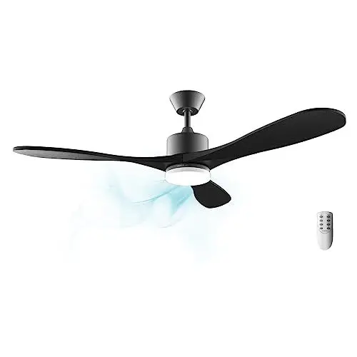 Produktbild: Cecotec Deckenventilator EnergySIlence Aero 5200 Black Design. 40 W, 52“ mit DC Motor, LED Beleuchtung und Fernbedienung (Holz-Finish, Stone Pro)