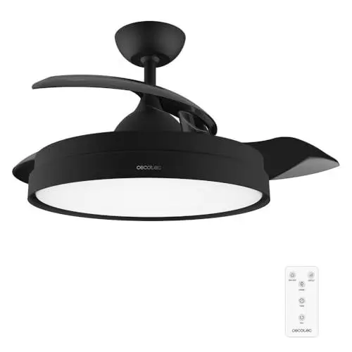 Produktbild: Cecotec Deckenventilator EnergySilence Aero 470. 55 W, Fernbedienung, 106 cm Durchmesser, 3 Klingen, 3 Geschwindigkeiten, schwarze Winterfunktion (Durchmesser 132 cm, Grau)