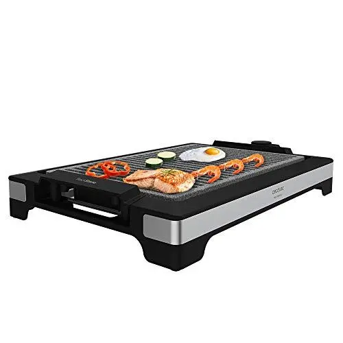 Produktbild: Cecotec Elektrische Grillplatte Tasty&Grill 2000 InoxStone. 2000 W, Designstruktur und Edelstahlfinish. Einstellbarer Temperaturregler und antihaftbeschichtete Platte mit Bratfläche (Inox LineStone)