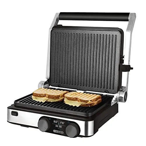 Produktbild: Cecotec Elektrischer Tischgrill Rock'nGrill Dual 2000 W, Temperaturregelung auf jeder Platte unabhängig voneinander, abnehmbare und antihaftbeschichtete Platten, 180º zu öffnen