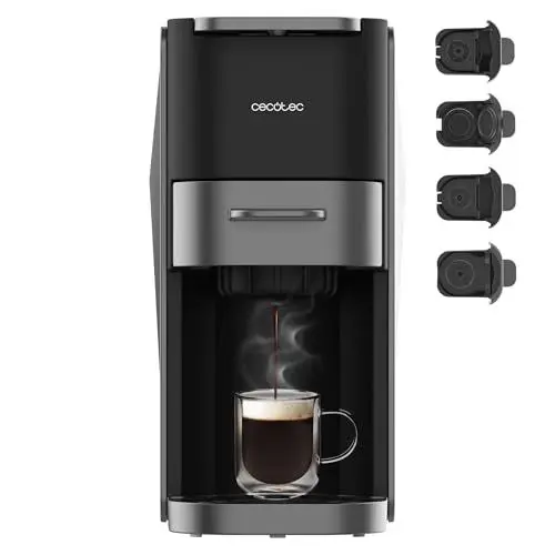 Produktbild: Cecotec Espresso-Kaffeemaschine Kompakt Kapselmaschine FreeStyle Compact Dark, Leistung 1200 W, 20-bar-Pumpe, kompatibel mit Dolce Gusto, Nespresso und mehr, 700-ml-Wassertank, elegantes Design