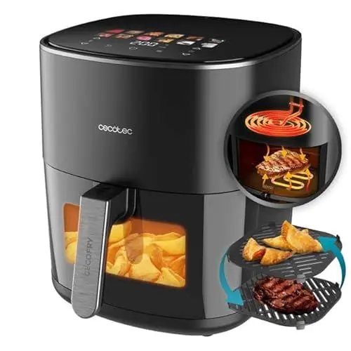 Produktbild: Cecotec Heißluftfritteuse ohne Öl 6,5L Grillplatte - Grill - Doppelte Heizelemente - Air Fryer Cecofry&Grill Duoheat 6500. 2200W, Diätetisch und Digital, Fenster, Temperaturregelung 40-200°C, 12 Menüs