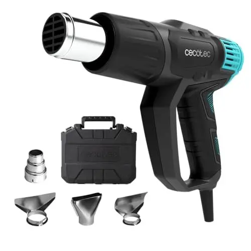 Produktbild: Cecotec Heißluftpistole Hell Gun 7500 Full Equip. 2000W, Ultraschnelles Aufheizen, 4 Düsen, Freihandfunktion, Einstellbare Temperatur 50-600 ºC, 2 Luftstromstufen, Koffer