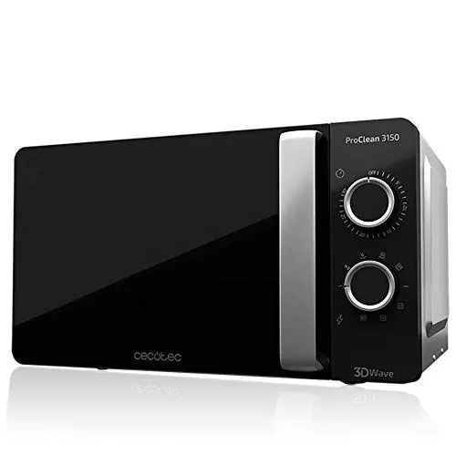 Produktbild: Cecotec Pro Clean 3150 Mikrowelle 700 W Quarz Grill 800 W 20 L Hochpollierte Silver Frontspiegeltür Licht 3 D Wave Ready 2 Clean 30 Min Grarzeit Timer 6 Stufen 2 Drehregler In Silber Schwarz