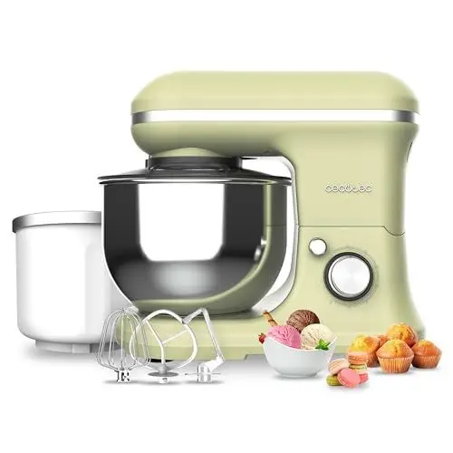 Produktbild: Cecotec Rühr- und Knetmaschine Cecomixer Merengue 5L 1200 Ice-Cream Grün. 1200 W, 5-Liter-Schüssel aus Edelstahl und Zubehör zum Schlagen und Kneten, inklusive Funktion zum Eiscreme machen