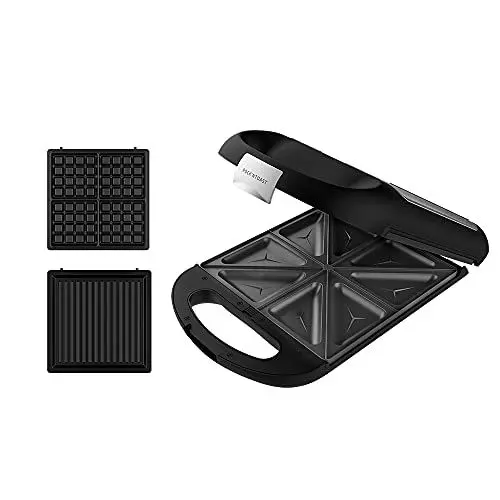 Produktbild: Cecotec Sandwichmaker Rock´nToast Family 3in1. Für 4 Sandwiches in Edelstahlausführung, 1500 W Leistung, mit 3 antihaftbeschichteten und austauschbaren Platten.