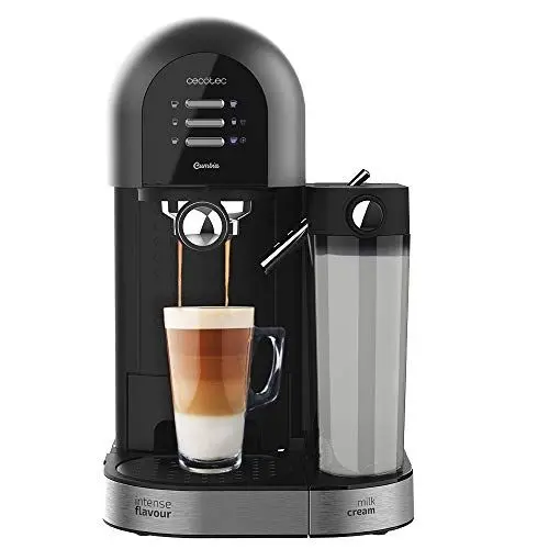 Produktbild: Cecotec Semiautomatischer Kaffee Instant Power-ccino 20 Chic Nera Serie. für gemahlenen Kaffee und Kapselkaffee 20 Riegel, Milchtank 0,7 ml, Wassertank 1,7 l.