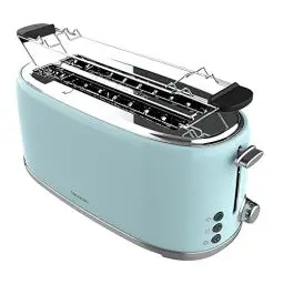 Produktbild: Cecotec Toaster 4 Scheiben Toast&Taste 1600 Retro Double Blue, 1630 W, 2 Breite und Lange Schlitze von 3,8 cm, Edelstahl, Obere Roste, Regulierbare Leistung, Krümelschublade
