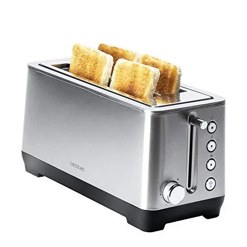 Produktbild: Cecotec Toaster BigToast Extra Double. 2 extra breite lange Steckplätze, Leistung 1600 W, 4 voreingestellte Funktionen, 6 Leistungsstufen