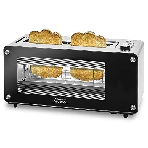 Produktbild: Cecotec Toaster VisionToast, 1260 W, 2-Scheiben-Kapazität, Glastüren, XL-Schlitz, 7 Bräunungsstufen, 3 Funktionen, 7 Positionen, Edelstahl-Oberfläche