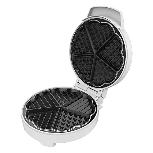 Produktbild: Cecotec Waffeleisen Fun Gofrestone Sweetie. 1000 W, Kapazität für 1 große Waffel oder 5 Herzwaffeln, Antihaftbeschichtung, Edelstahl