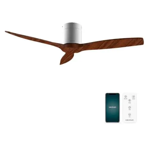 Produktbild: Cecotec - Deckenventilatoren EnergySilence Aero 5500 Aqua IronDarkWood Connected, Motor DC 40 W, Wi-Fi-Steuerung, Innen- und Außenanwendung, 3 Flügel, 6 Auswahl, Metalisch und Dunkelbraun