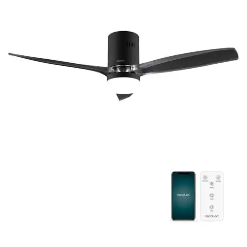 Produktbild: Cecotec - Deckenventilatoren mit Licht EnergySilence Aero 5285 Sun BlackTransparent Connected, 40W, 52 ”, Befehl, WiFi, IP44-Schutz, 6 Geschwindigkeiten, 3 Klingen, Wintersommermodus, Timer