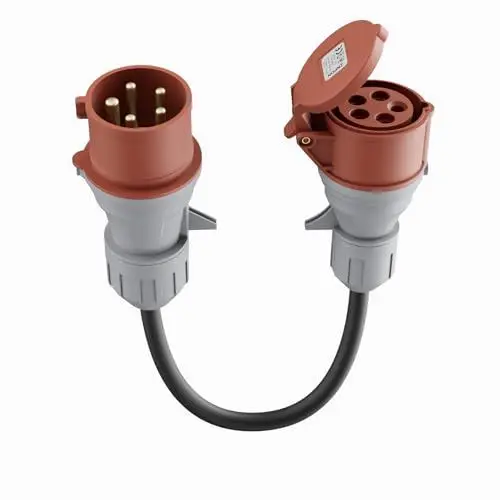 Produktbild: CEE 32A Stecker auf 16A Kupplung Adapter (400V, 3-phasig), 5-Poliger Starkstrom Adapter 32A auf 16A mit Schutzart IP44