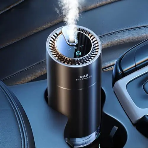 Produktbild: Ceeniu Auto Lufterfrischer, Ultraschall-Zerstäuber, Einstellbare Konzentration, Auto EIN-/Ausschalten, Eingebauter Akku, 45ml Natürlicher Auto Parfüm, Hält 4 Monate, F26 Auto Duft, Samtige Vanille