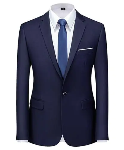 Produktbild: Cegerne Herren Sakko Sportlich Freizeit Blazer Business Anzugjacke EIN Knopf Männer Anzug, Navy Blau, L