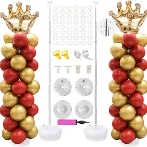 Produktbild: Ceither Ballonsäulenständer Kits (2er Set), 2 m Höhenverstellbare Ballonturmsäule mit Sockeln, Ballonständer für Partydekoration, Hochzeit, Geburtstag