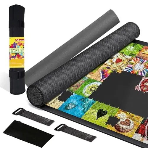 Produktbild: Celawork Puzzlematte bis 1000 Teile, Anti-Rutsch-Gummiboden und Glatte Polyester-Oberseite puzzelmatten für Puzzle 1000,Puzzleunterlage Puzzle Rollmatte,Aufbewahrung von Puzzles