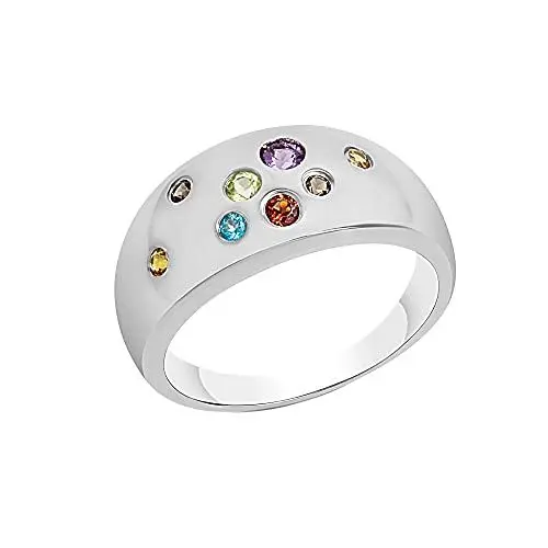 Produktbild: Celesta Silber Damen Ring 925/- Sterling Silber Glänzend Amethyst, Blautopas, Citrin, Granat, Rauchquarz Silbergrau 360271857R-1