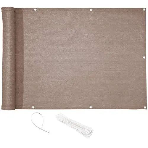 Produktbild: CelinaSun Sichtschutz Balkon 0,9 x 6 m Taupe HDPE Balkonbespannung mit Kabelbinder atmungsaktiv Balkonumrandung