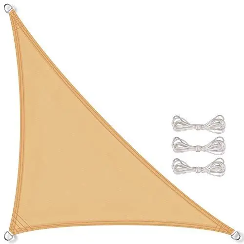 Produktbild: CelinaSun Sonnensegel wasserdicht PES Dreieck rechtwinklig 2,5x2,5x3,5m Sand beige UPF 50+ Premium Sonnenschutz inkl Befestigungsseile