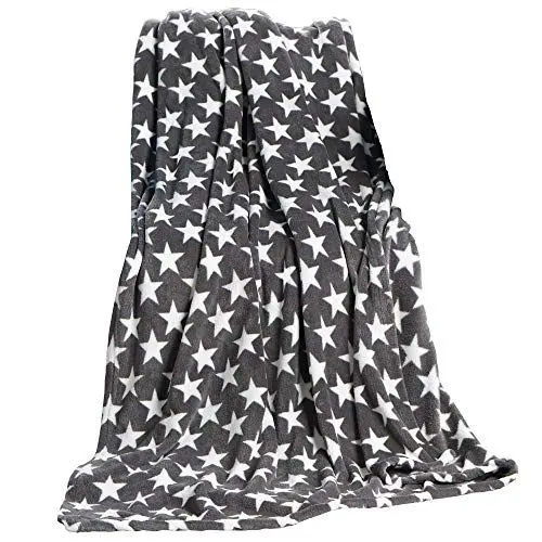 Produktbild: CelinaTex Flauschige Kuscheldecke 150 x 200 cm grau Decke Sofa Couch Wohndecke weich Stars Mikrofaser Fleece Oeko-TEX Moonlight