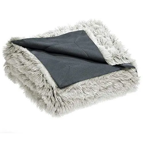 Produktbild: CelinaTex Kuscheldecke 150 x 200 cm Creme grau Sofadecke Longhair Kunstfelldecke Flokati Optik Decke Fleece Wohndecke, Geschenk für Frauen, warm - Oeko-TEX Shetland