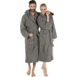 Produktbild: CelinaTex S-XXXL Bademantel Kapuze Uni lang aufgesetzte Taschen Damen Herren Unisex warm Frottee Baumwolle OEKO-TEX Montana