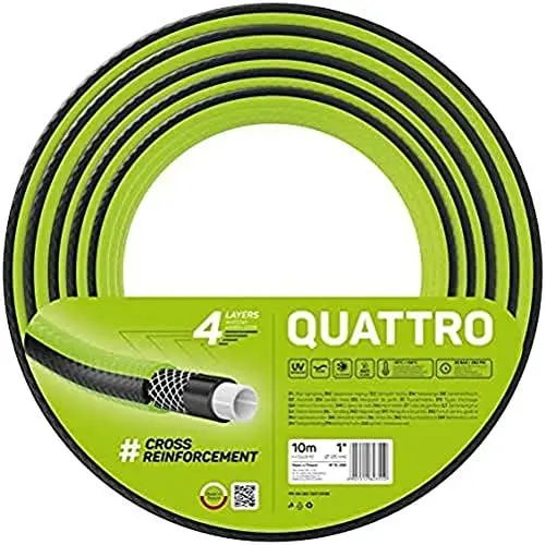 Produktbild: CELLFAST Gartenschlauch 4 Lagiger Wasserschlauch Aus Formstabilem Kreuzgewebe Für Garten Bewässerungsschlauch UV Beständig Anti Algen Flexibler Schlauch 20 Bar 1 Zoll 10 Meter Quattro