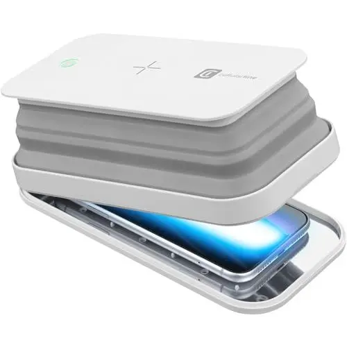 Produktbild: cellularline UVCSTERILIZERWIRW Hi-Gens mit kabellosem Aufladen, Smartphone-Sterilisator mit UV-C-Licht, sterilisiert 99,9% der Bakterien