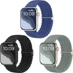Produktbild: CeMiKa Geflochtenes Armband kompatibel mit Apple Watch Armband 38mm 40mm 41mm 42mm, Stoff Elastisches Sport Solo Loop Nylon Band für iWatch Series 10 9 8 7 6 5 4 3 SE Ultra 2 1,Herren Damen, 3 Stück