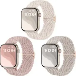 Produktbild: CeMiKa Geflochtenes Armband kompatibel mit Apple Watch Armband 40mm 38mm 41mm 42mm, Stoff Elastisches Sport Solo Loop Nylon Band für iWatch Series 10 9 8 7 6 5 4 3 SE Ultra 2 1,Herren Damen, 3 Stück