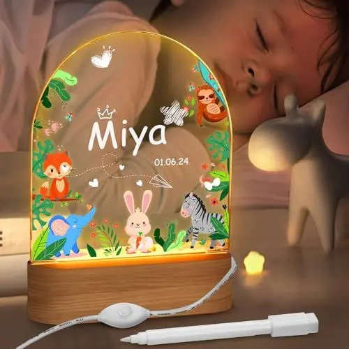 Produktbild: CENOVE Personalisiertes Nachtlicht für Babys, Individuelle Nachttischlampe für Kinder, Niedliches Nachtlicht für Babys, Personalisierte Geschenke für Babys, Geschenk zur Geburt