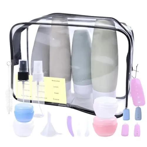 Produktbild: CENRONG 19 Stück Silikon Reiseflaschen Set, Tragbares Reiseflaschenset, Wiederverwendbares Nachfüllbare Reisebehälter für Hautpflege Körperwäsche Shampoo