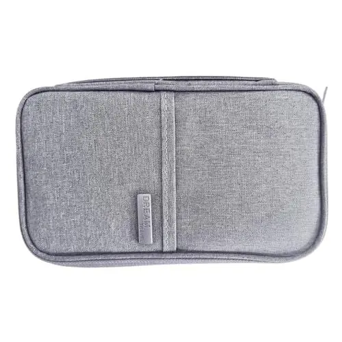 Produktbild: CENRONG Familie Reisepass Brieftasche, Tragbare Reisepasshülle für Damen und Herren, Reise Brieftasche für Bordkarte Personalausweis Bargeld und Reisedokumente (Grau)