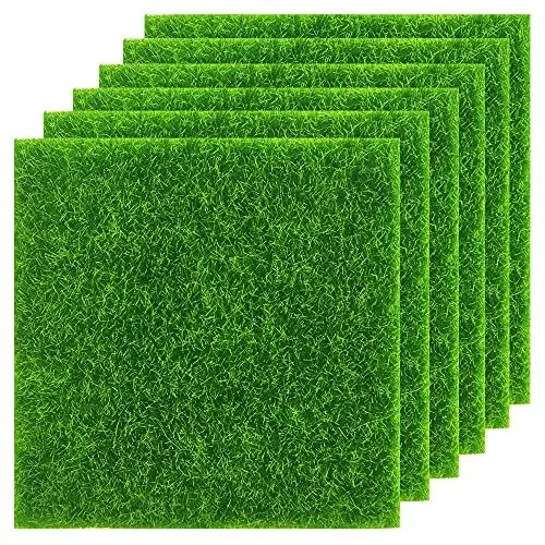 Produktbild: CENRONG Künstliche Mini Rasen,6 Stück Simulation Rasen Kunstrasen Miniatur Moos Gras für Miniatur-Ornament, Garten, Puppenhaus, Gras zum Basteln(15X15CM)