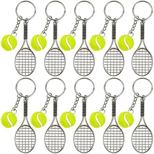 Produktbild: CENRONG Tennis Schläger Schlüsselring,10 Stück Metall Tennis Schlüsselring für Herren,Damen,Mädchen,Sport-Liebhaber Geschenk,kreativer Schlüsselanhänger