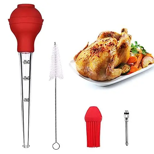 Produktbild: CENRONG Truthahn-Bratenspritze，Fleischspritze Fleischmarinade injektor nadeln Lebensmittelspritze mit Silikonkolben und Injektor Nadeln und Bürste，für BBQ