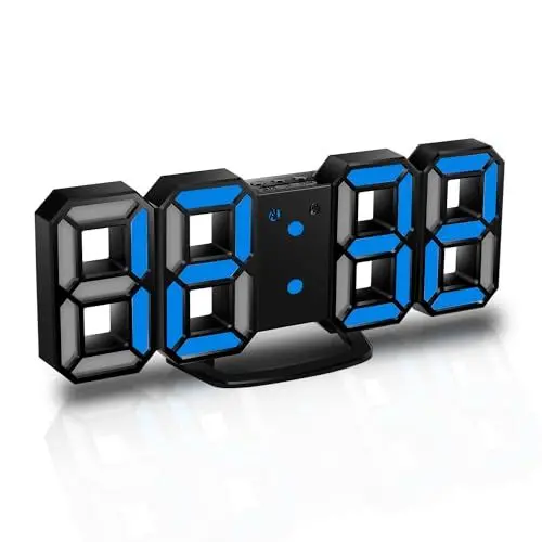 Produktbild: CENTOLLA 3D LED Digitalwecker, Wanduhr, Digitaluhr, 3D LED Wecker mit 3 einstellbaren Helligkeitstufen, dimmbare Nachtlichtfunktion für Haus, Küche oder Büro