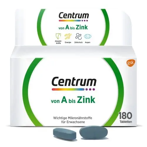 Produktbild: Centrum Von A bis Zink Multivitamin– Multivitamin Tabletten mit Vitamin A-Z als hochwertiges Nahrungsergänzungsmittel zur täglichen Komplettversorgung- Vitamine, Mineralstoffe, Spurenelemente– 180St.
