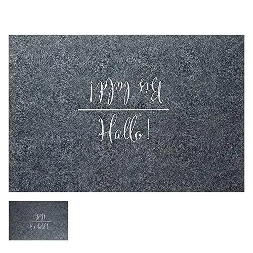 Produktbild: Cepewa Fußmatte Indoor mit Spruch │ Hallo/Bis Bald │ Filz 60x40cm grau │ Fußabstreifer Schmutzfangmatte (1 x Fussmatte Hallo)