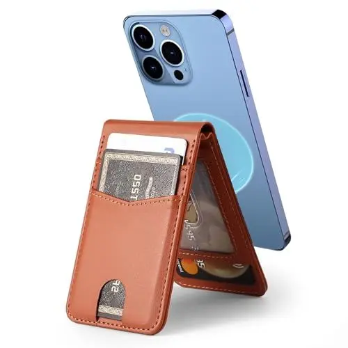 Produktbild: Ceppekyy Magnetische Wallet Stand,kompatibel mit MagSafe Wallet,Handy Kartenhalter mit Verstellbarem Ständer,4-Kartenhalter, für iPhone 16 15 14 13 12 Pro/Pro Max/Plus,für MagSafe-Hülle,Leder,Braun